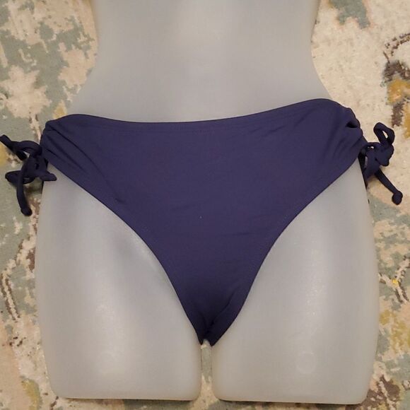 Ann Taylor Womens Blue Scalloped Edge ruffle edge 2pc Bikini Top S & Bottom XS - Picture 2 of 7